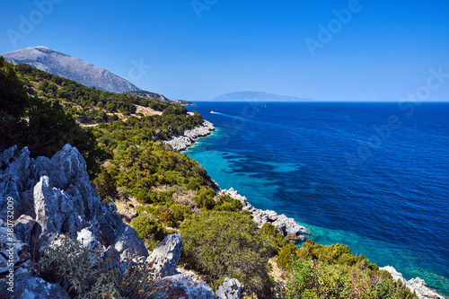 rocky coast of the Ionian Sea on the island of Kefalonia