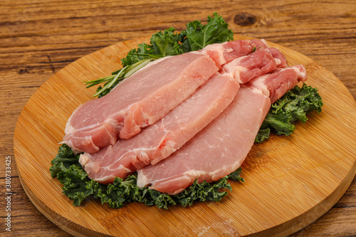 Raw pork steak for cooking