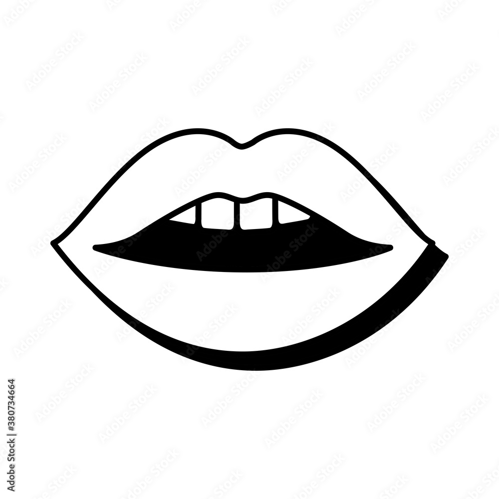 Pop art mouth open with teethline style