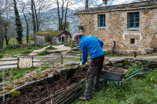 Obraz na plátně building a raised bed for planting food