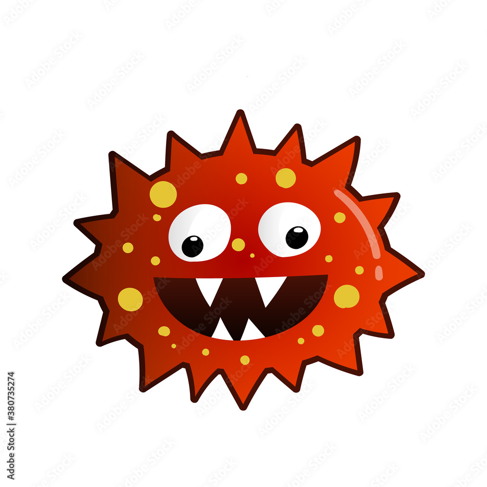 Different, interesting, funny cartoon figure; bacteria or germ or virus