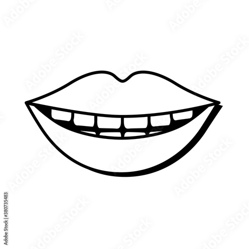 Pop art smiling mouthline style icon