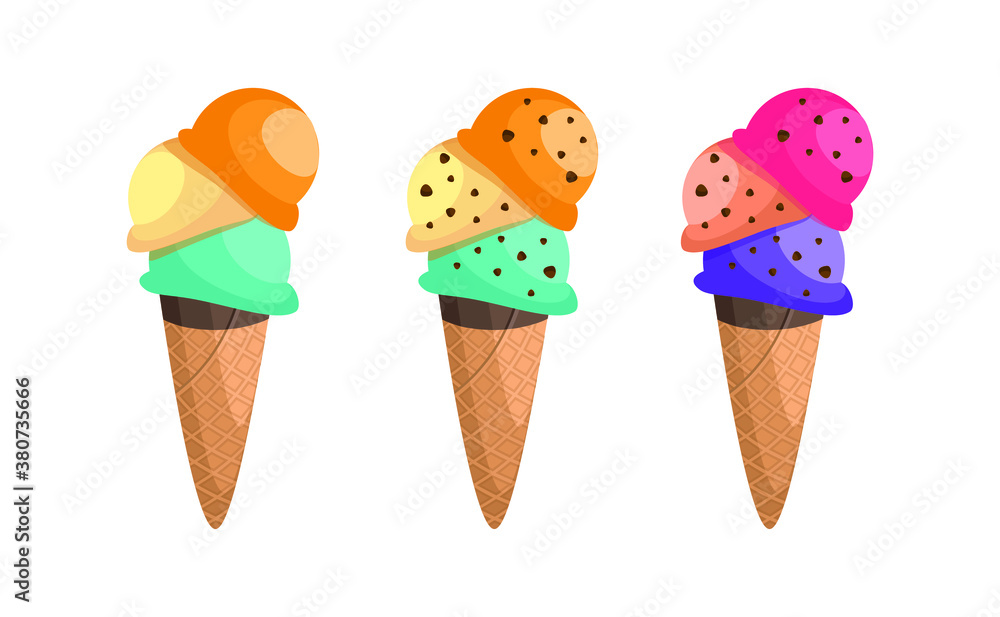 Ice cream icons. Vector set of simple linear icons. Ice cream icons. Vector set of simple linear icons.