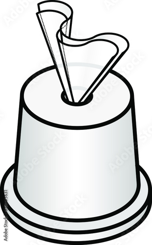 A white table top tissue roll dispenser.