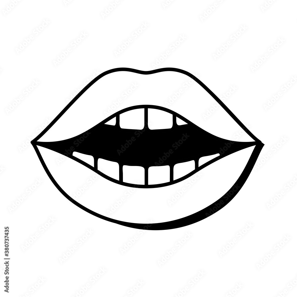 Pop art mouth open with teethline style Pop art mouth open with teethline style