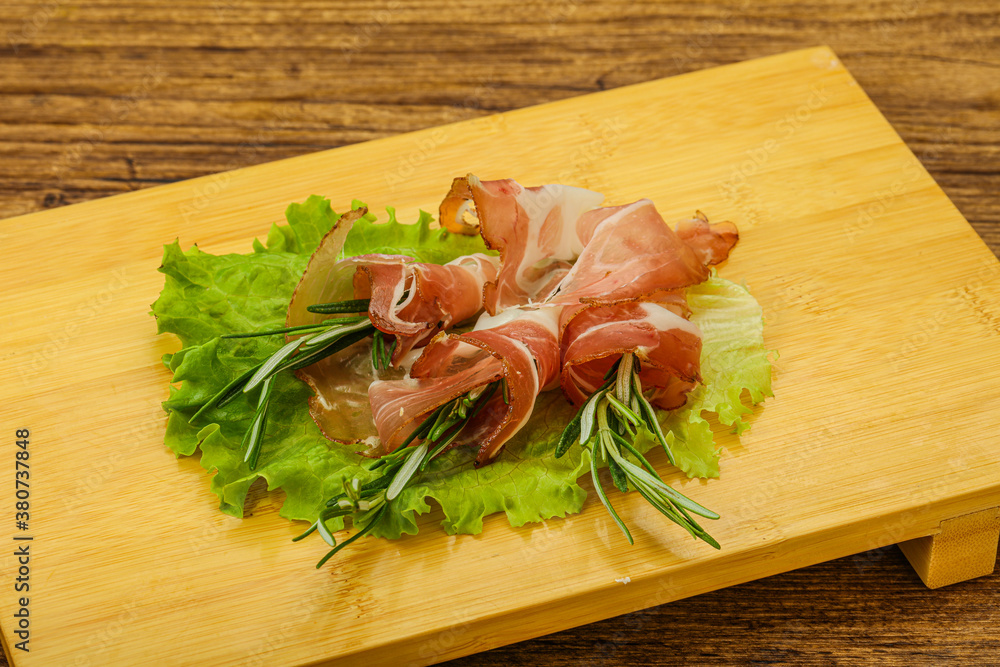 Sliced pork Jamon with rosemary Sliced pork Jamon with rosemary