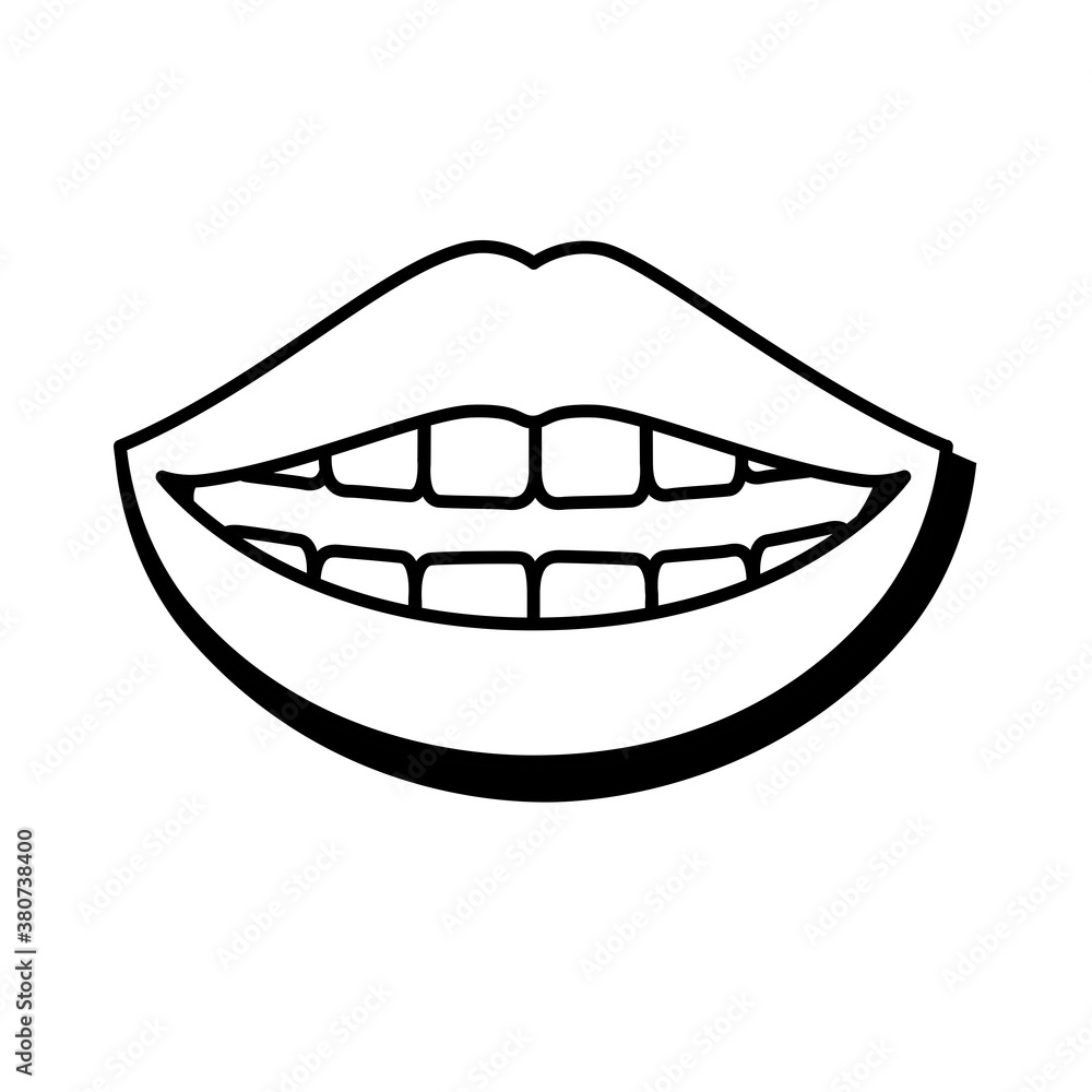Pop art smiling mouthline style icon Pop art smiling mouthline style icon