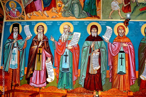 Icons in the orthodox church Pestera, in Bucegi Massif, Transylvania