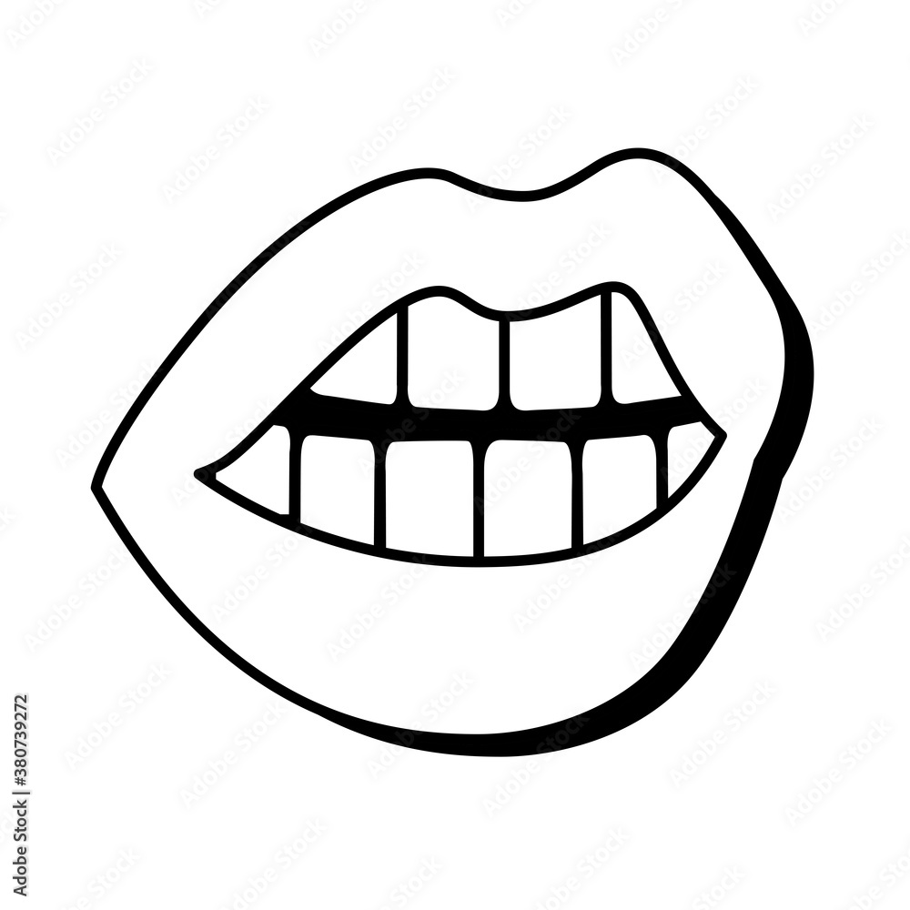 Pop art mouth open with teethline style Pop art mouth open with teethline style