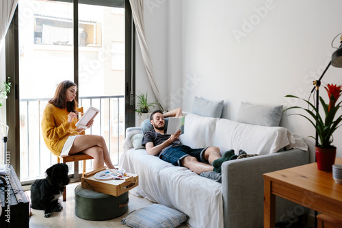 Couple scene with dog