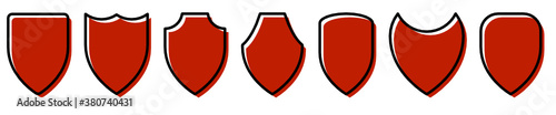 Free Download Set of red shield vector icon. Protect symbols - GFXLoad