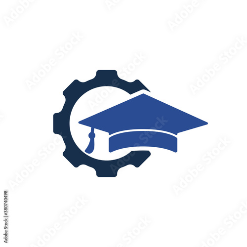 Industrial engineering education vector logo design. Student gear vector logo template.