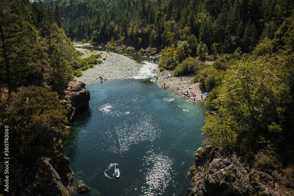 River and rapids of Smith River California on a hot summer day River and rapids of Smith River California on a hot summer day