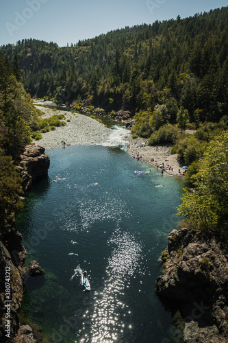 River and rapids of Smith River California on a hot summer day