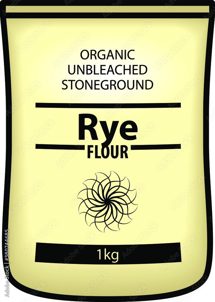 Naklejka premium A pack of organic, unbleached, stone ground rye flour.