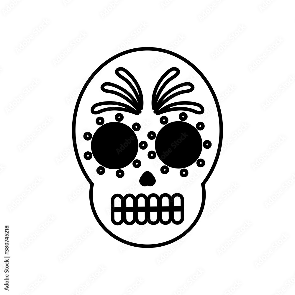 Fototapeta premium traditional mexican skull head line style icon