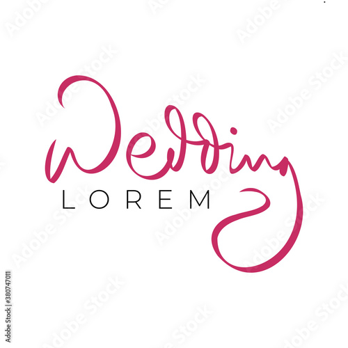 Wedding logo design template with hand lettering.