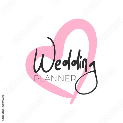 Wedding logo design template with hand lettering.