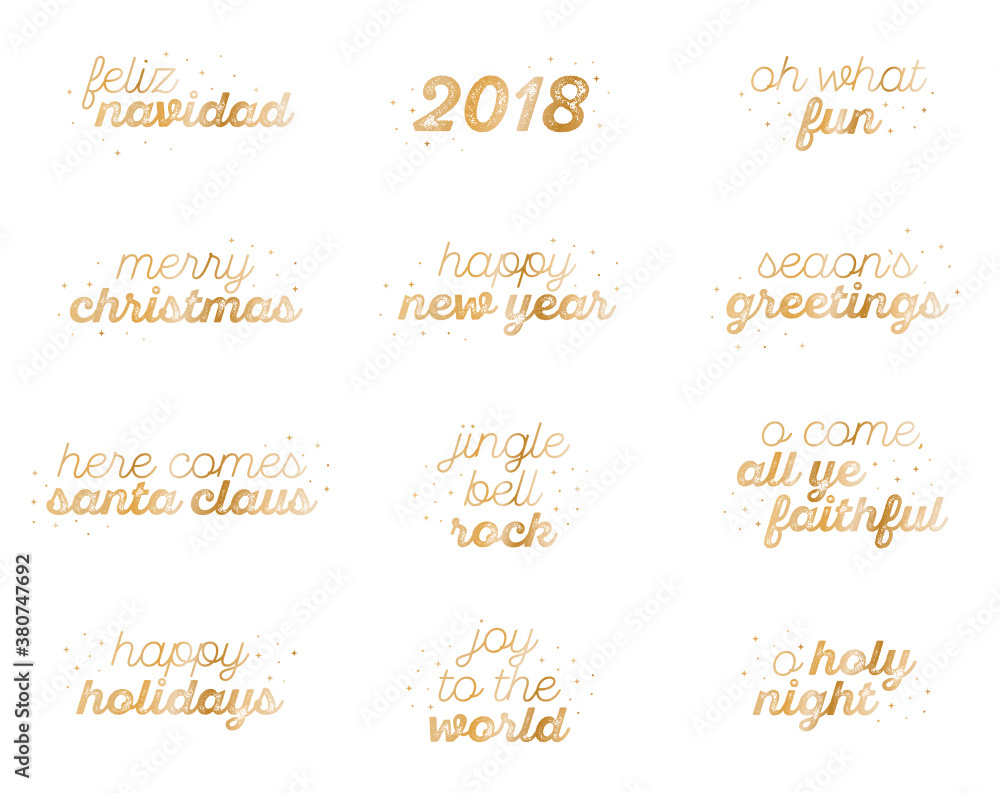 Handwritten Holiday Text Set, Merry Christmas Background, Season's Greeting Text, O Holy Night Text, Here Comes Santa Claus, Holiday Typography Greeting Card Vector Illustration Background Handwritten Holiday Text Set, Merry Christmas Background, Season's Greeting Text, O Holy Night Text, Here Comes Santa Claus, Holiday Typography Greeting Card Vector Illustration Background