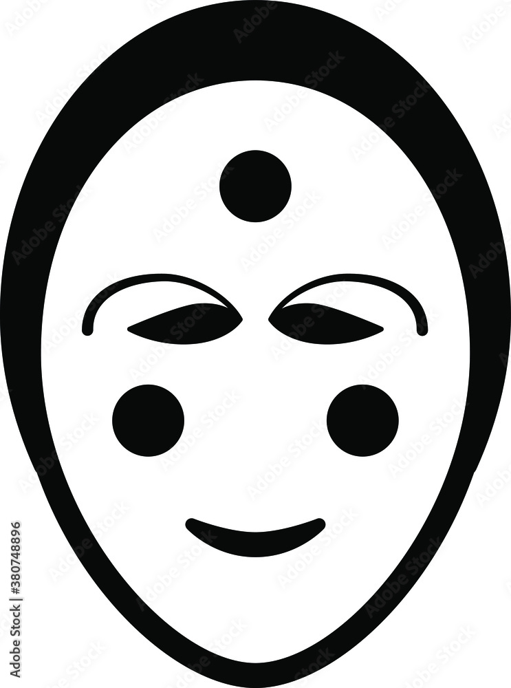 Fototapeta premium Black and white drawing of a mask - korean woman.