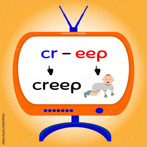 consonant blend, education for kids, vector