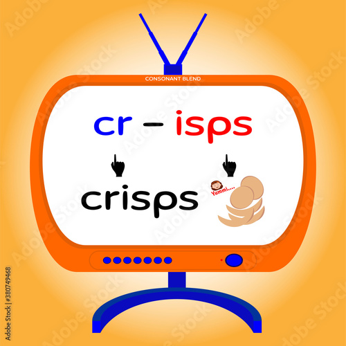 consonant blend, education for kids, vector
