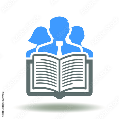 Book business people group icon vector. Business Education Logo. Study Skill Learning Profession Knowledge Sign.