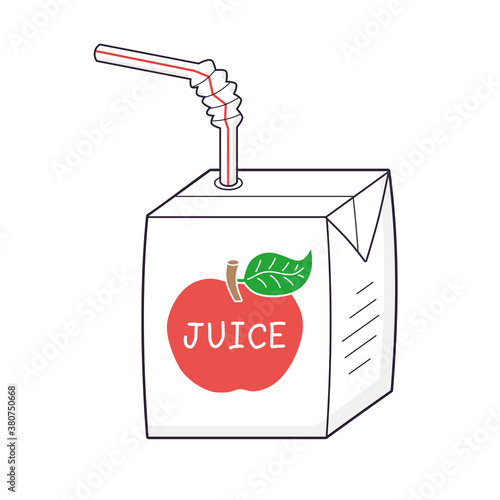 Juice box with straw cartoon isolated