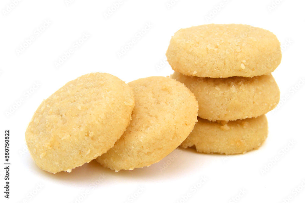 Freshly baked sugar cookies on white background Freshly baked sugar cookies on white background
