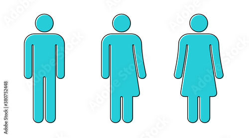 Set of blue male, non binary, gender neutral, female symbols