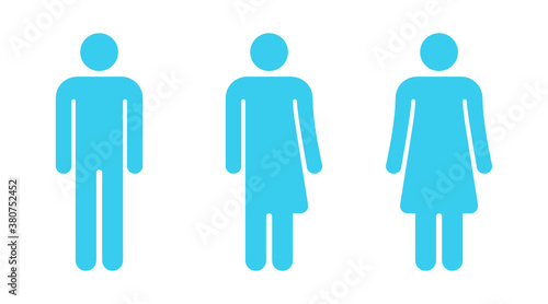 Set of blue male, non binary, gender neutral, female symbols