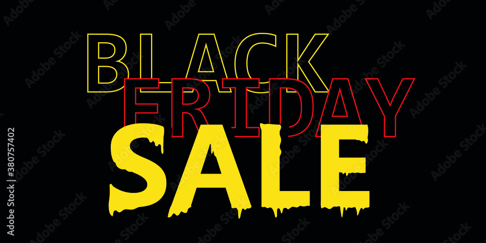 Black friday sale banner layout design template. Yellow and black design for Black Friday promotion, social network. Grand sale. Super discount flyer. Vector illustration. EPS 10