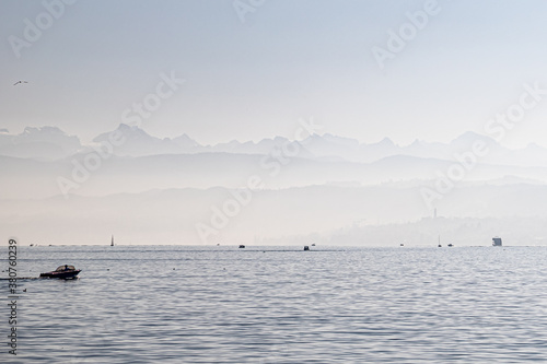 Zurich lake and the Alps in the fog © moniphoto.s