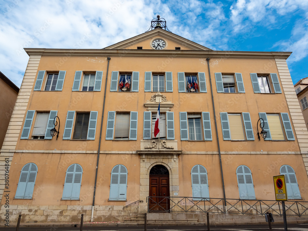 Antibes' town hall in French Riviera in summer