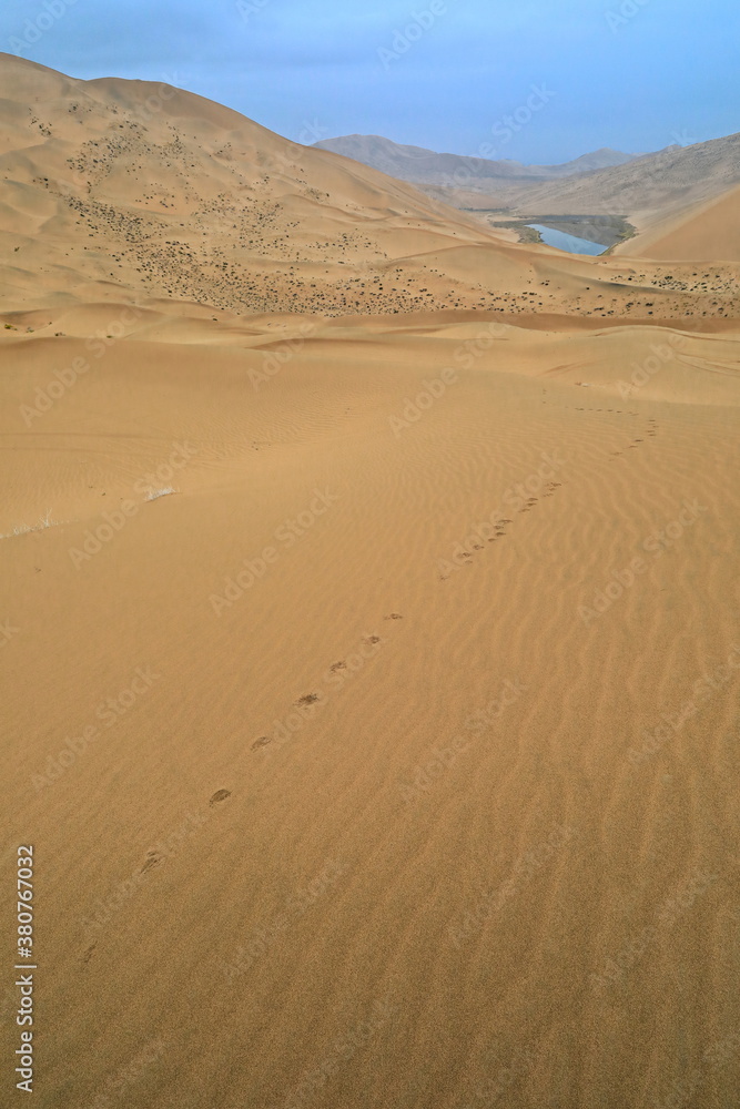 Unidentified lake among megadunes in the Badain Jaran Desert-Inner Mongolia-China-1055 Unidentified lake among megadunes in the Badain Jaran Desert-Inner Mongolia-China-1055