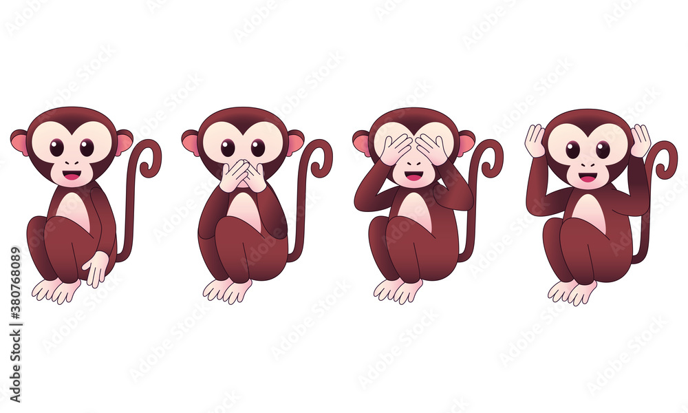 Isolated set body emoji monkey funny icon - Vector Isolated set body emoji monkey funny icon - Vector