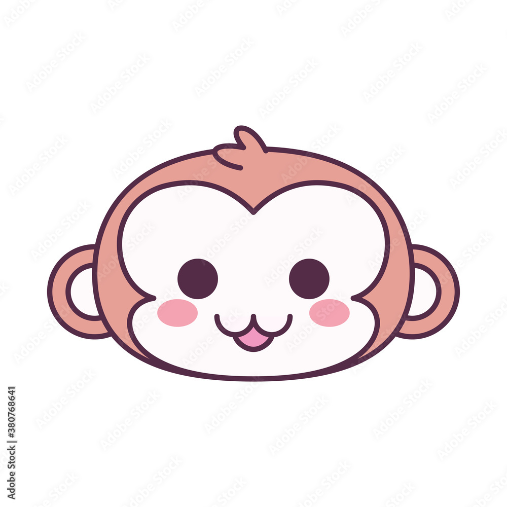 Isolated face emoji monkey baby funny icon - Vector Isolated face emoji monkey baby funny icon - Vector