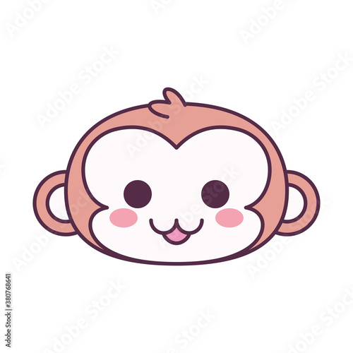 Isolated face emoji monkey baby funny icon - Vector