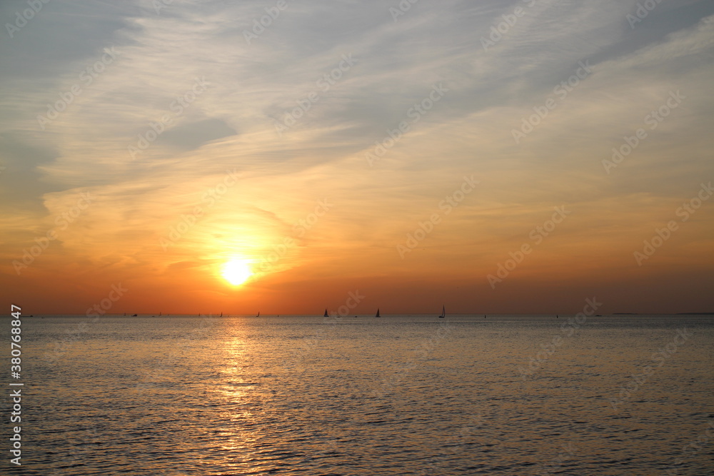 sunset on the coast in autumn