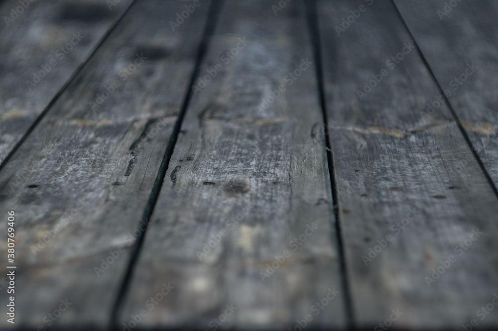 Wooden table perspective, aged surface, rural style
