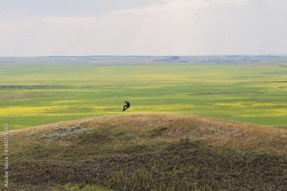Jumping alone in the great wide open. Jumping alone in the great wide open.