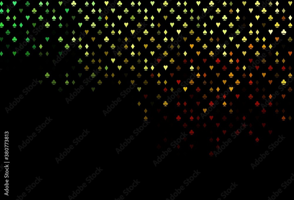 Dark Green, Red vector texture with playing cards. Dark Green, Red vector texture with playing cards.