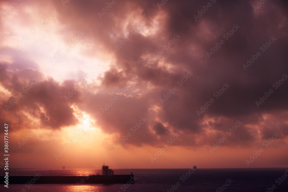 Dramatic Sunrise over the ocean Dramatic Sunrise over the ocean