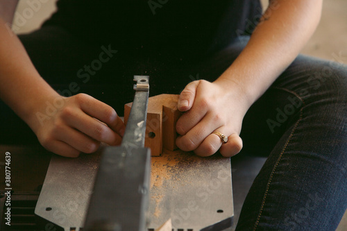 Shaving a Wooden Block photo