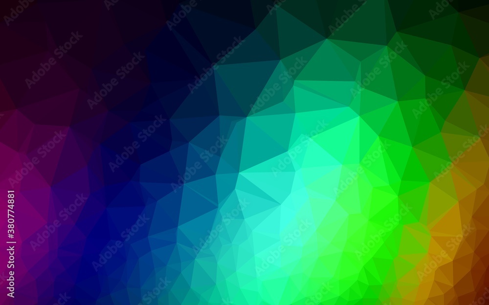 Dark Multicolor, Rainbow vector polygon abstract layout. A sample with polygonal shapes. The best triangular design for your business.