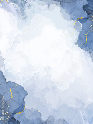 Dusty grey and golden geode frame. Winter wedding invitation.