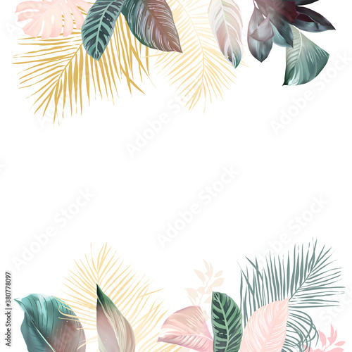  Paradise plants chic card. Stylish fashion banner.