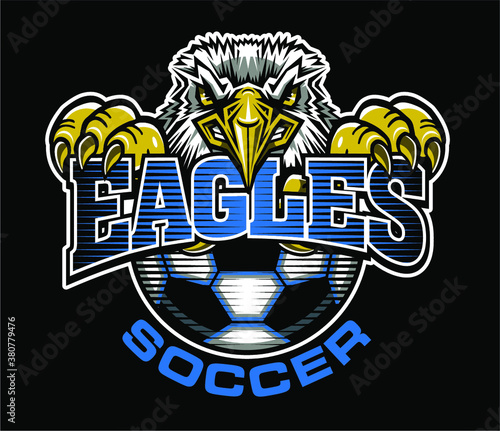 Obraz na plátne eagles soccer team design with mascot and half ball for school, college or leagu
