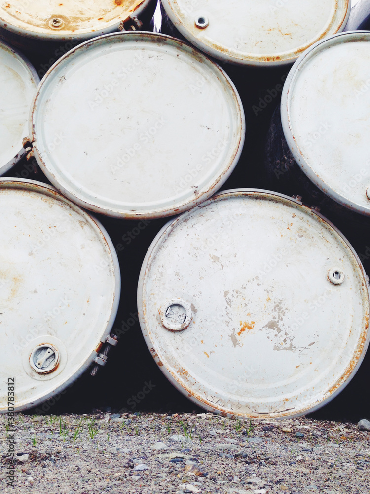 Pile of hazardous waste containers Pile of hazardous waste containers