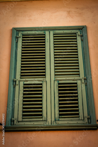 View of the facade of an old house in Greece 